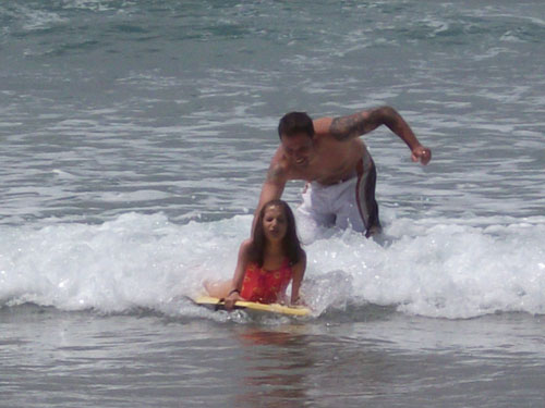 Anna doing some boogie boarding