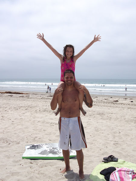 Anna on Michael's shoulders
